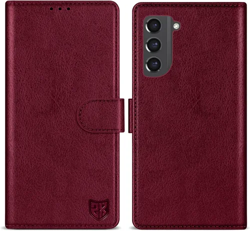 Vista 9 de ZZXX Funda tipo cartera para Samsung Galaxy S21 FE con bloqueo RFID, ranura para tarjetas, función atril, cierre magnético, funda protectora
