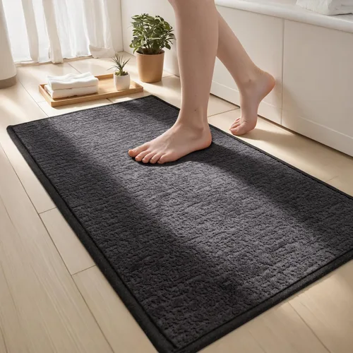 Vista 31 de Tapetes de baño antideslizantes delgados para debajo de la puerta, tapetes de baño de secado rápido absorbentes con respaldo de goma trenzado