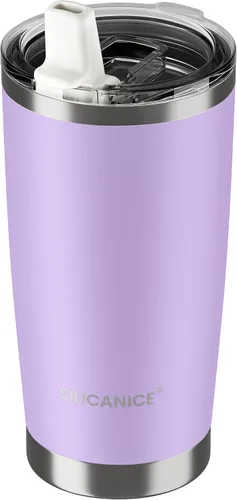 Vista 11 de Vaso higiénico aislado al vacío de acero inoxidable de 20 onzas con tapa fácil de poner y quitar – Deslizador extraíble, taza de viaje de doble