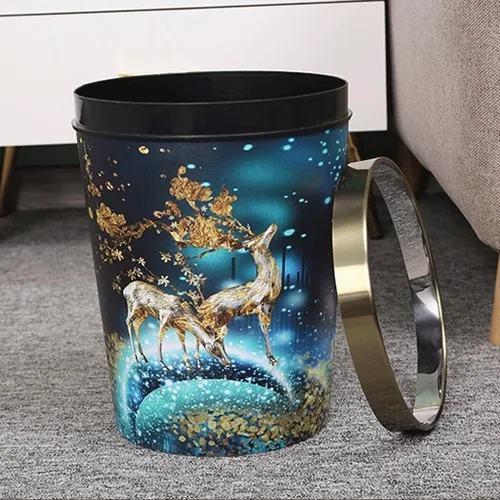 Vista 6 de Garbage Cans Garbage Cans, Decorative Small Trash Can Garbage Container Bin Wastebasket with Patterned Waste Baskets Basket