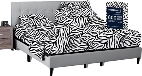 Vista 27 de SGI bedding Sábana Queen de 28 pulgadas con cabecera flexible y parte superior dividida, 100% algodón egipcio - 600 número de hilos, sábanas