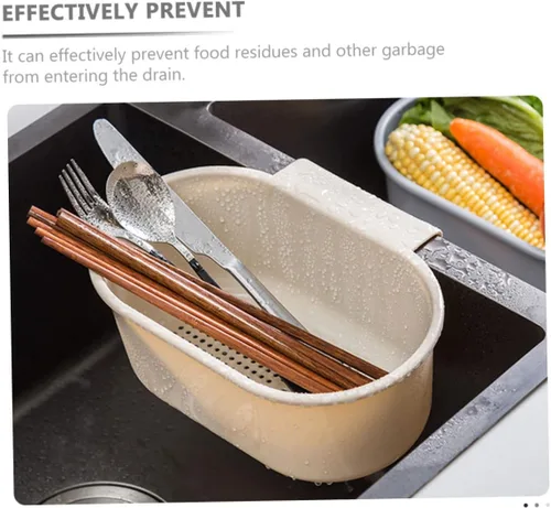 Vista 3 de BESTonZON Cesta colgante para fregadero de cocina, filtro de esponja de plástico, cesta de colador de colador, cesta de fregadero de cocina, soporte