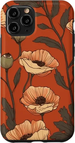 Vista 27 de iPhone 16 Floral Pattern Poppies Terracotta Poppy Flower Case