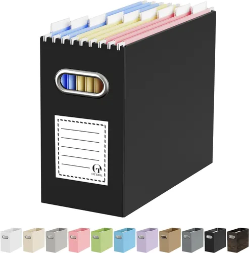 Vista 24 de Oterri Caja Organizadora de Archivos de Cartón para Carpetas Colgantes Tamaño Carta, Caja de Archivos para Escritorio de Computadora, Archivador