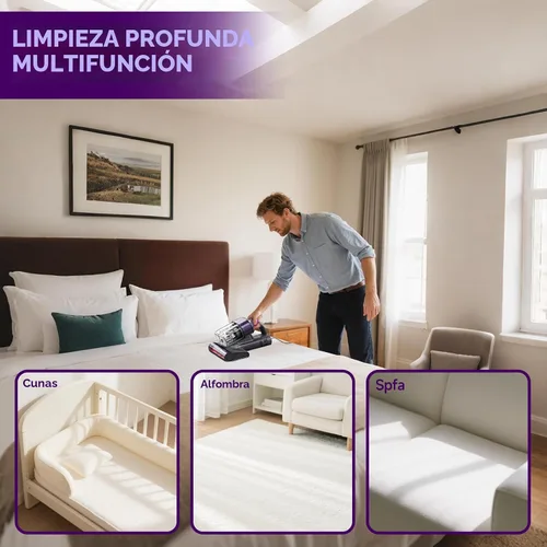 Vista 7 de Aspirador de colchón, aspiradora de cama con succión de 18 Kpa y luz UV-C Gris
