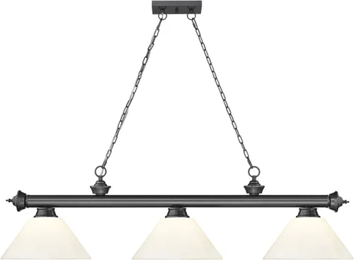 Vista 4 de Z-Lite 2306-3BP-PWH - Colgante de billar con cordón, 3 luces, 180 vatios totales, chapado en bronce
