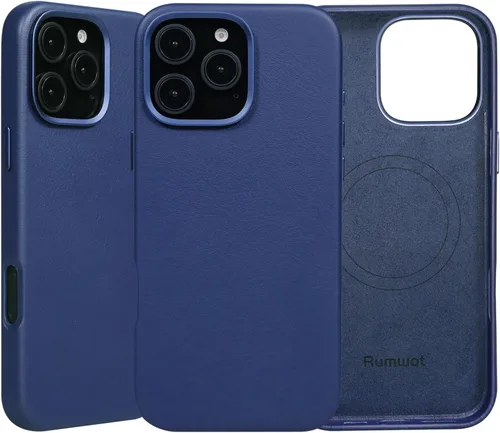 Vista 36 de Funda de cuero genuino para iPhone 13 Pro, cuero de grano completo, compatible con MagSafe y carga inalámbrica, bisel de la cámara con botones
