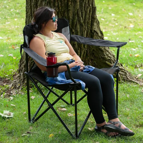 Vista 8 de PORTAL Silla plegable grande y alta de gran tamaño, portátil, resistente, plegable, XXL, para acampar al aire libre o adultos, soporta hasta 600