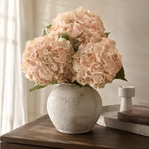 Vista 11 de Flores artificiales de hortensias de tacto real, 2 flores azules y 2 blancas de tacto real, flores de hortensias sintéticas de 21 pulgadas, flores