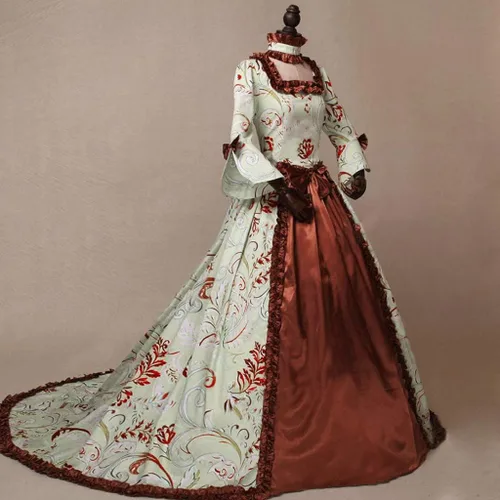 Vista 2 de Disfraz medieval para mujer, vestido victoriano de Marie Antonieta, vestido victoriano del siglo XVIII, vestido de baile medieval de la guerra civil