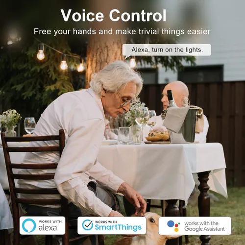 Vista 2 de Enchufe inteligente WiFi para exteriores, enchufes inteligentes que funcionan con Google Home para control de voz, control remoto inalámbrico por