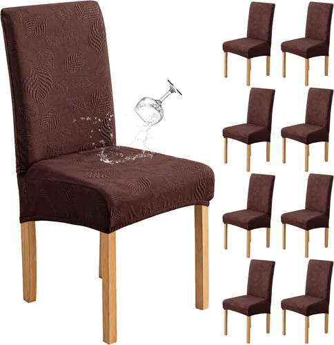 Vista 34 de Genina - Juego de 2 fundas impermeables para sillas de comedor, fundas para sillas de cocina, color beige