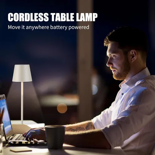 Vista 6 de IMQSQIK Paquete de 2 lámparas de mesa inalámbricas recargables por USB, lámpara de escritorio de simplicidad con batería integrada de 4600 mAh
