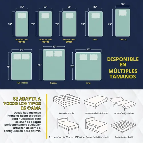 Vista 2 de Colchón de espuma con funda de vinilo resistente al agua (COT33, 6 pulgadas)