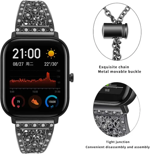Vista 3 de FitTurn Correa de reloj compatible con Amazfit Active 2 Square/1/GTS 4 4mini/GTS 3/GTS 2/GTS 2e/GTS 2 mini/GTR 1.654 in/Bip 3 pro/Bip 3 SmartWatch