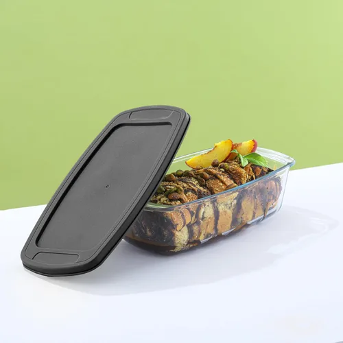 Vista 8 de JoyJolt Juego de 3 moldes para hornear pan con tapas. 1.9 cuartos de galón, plato rectangular grande para hornear con tapa. Molde para horno, sartén
