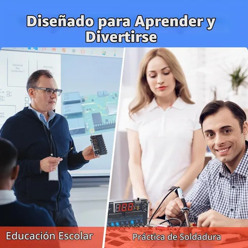 Vista 6 de Kit de proyecto de soldadura de bricolaje, kit de práctica de soldadura de conversión binaria a decimal con luz LED y pantalla digital, kits
