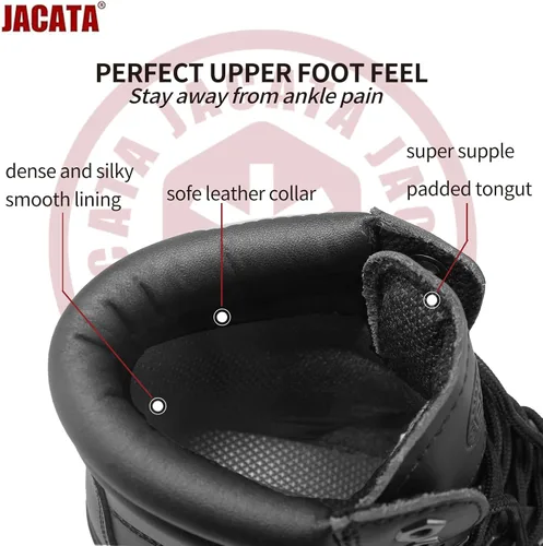 Vista 3 de Jacata Botas de trabajo para hombres acero/punta suave, suela de goma antideslizante, resistente al aceite, botas de construcción industrial