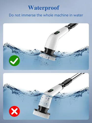 Vista 7 de Limpiador eléctrico giratorio – Limpiador de baño de ducha inalámbrico de 120 minutos con 8 cabezales de cepillo Limpiador eléctrico de 440 RPM