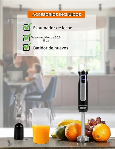 Vista 5 de Commercial Chef Batidora de mano de inmersión multiusos, 500 vatios