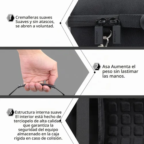 Vista 5 de co2CREA Funda de viaje rígida de repuesto para altavoz Bluetooth impermeable JBL Charge 4 / Charge 5 (funda negra) Protección contra golpes