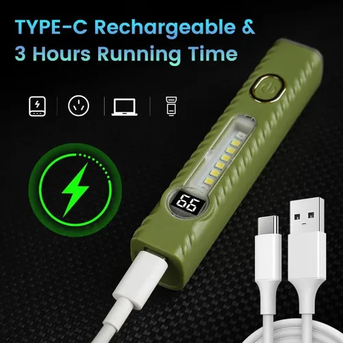Vista 4 de Linternas recargables con 8 modos, linterna pequeña con pantalla digital LCD, luz de flash EDC de alto lúmenes, linternas LED de mano