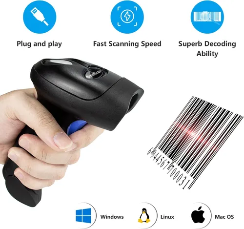 Vista 4 de NetumScan Escáner de código de barras Bluetooth 1D, 3 en 1, escáner inalámbrico automático de código de barras USB CCD lector de código de barras