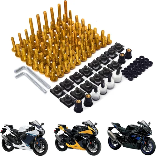 Vista 10 de AnXin Kit de pernos de carenado para motocicleta 116 piezas de sujetadores y tornillos CNC universal para GSXR 600 750 1000 YZF R6 R3 R1 ZX6R ZX10R