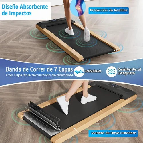 Vista 5 de GYMAX Almohadilla para caminar, caminadora de 2.25 HP para debajo del escritorio con control de aplicación inteligente, pantalla LED y cinturón