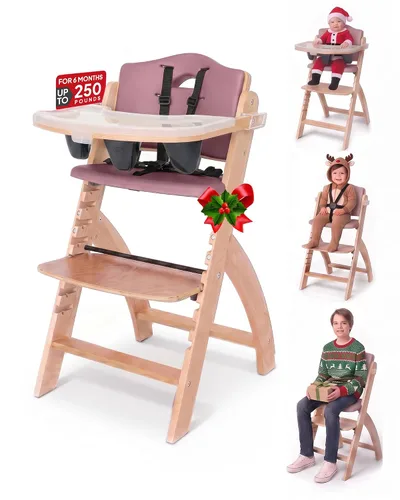 Vista 23 de Abiie Beyond Junior Convertible Wooden High Chair with Removable Tray Cojín de madera gris brumosa - Perla negra