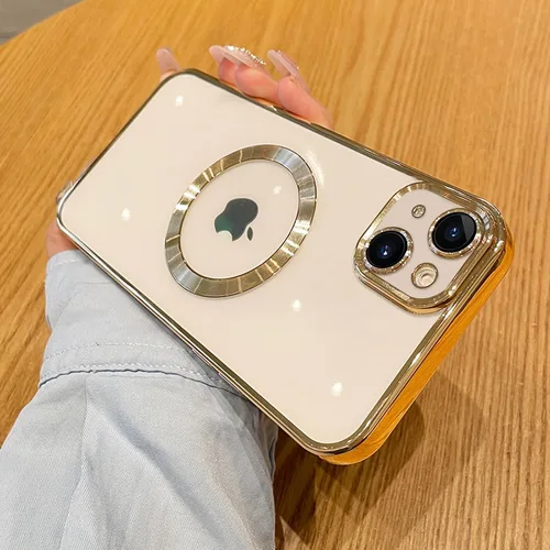 Vista 30 de Funda magnética transparente compatible con iPhone 11, lujosa funda MagSafe transparente a prueba de golpes con protector completo de lente