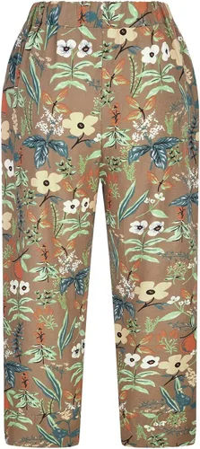Vista 4 de Women's Vintage Floral Pants Summer Casual Wide Leg Trousers Linen Cotton Cropped Beach Pants High Waist Sweatpants
