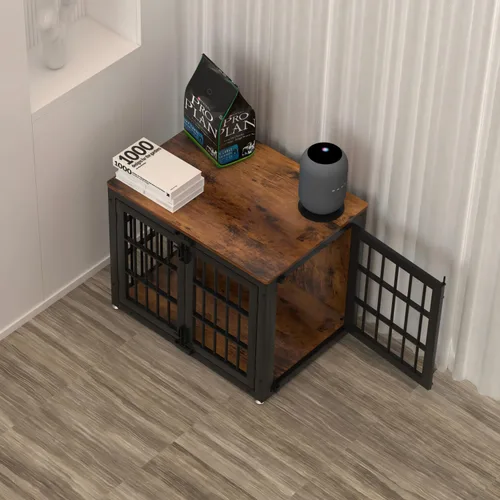 Vista 8 de Muebles de Jaula para Perros de Servicio Pesado de 33", Jaula de Madera Perrera para Perros Pequeños y Medianos, Perrera para Perros