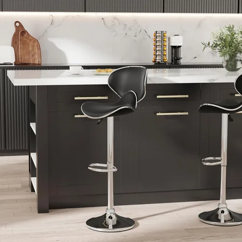 Vista 2 de Powell Furniture Powell PU, taburete de bar cromo/negro