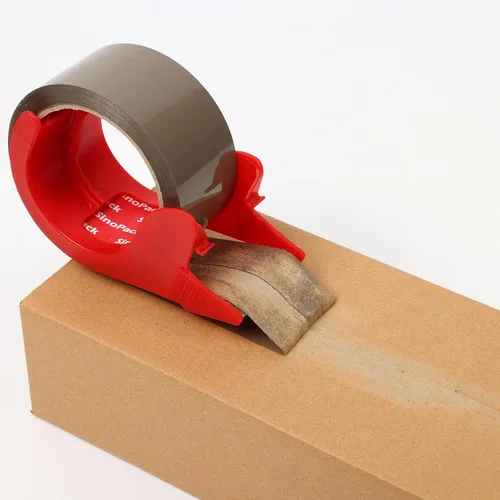 Vista 4 de Cinta de embalaje marrón resistente, paquete de 2 unidades de 1.88 pulgadas x 55 yardas con dispensador de cinta de embalaje marrón para envío