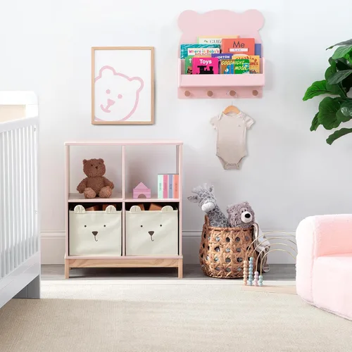 Vista 2 de babyGap by Delta Children Brannan Bear - Estante de pared con 4 ganchos, color rubor