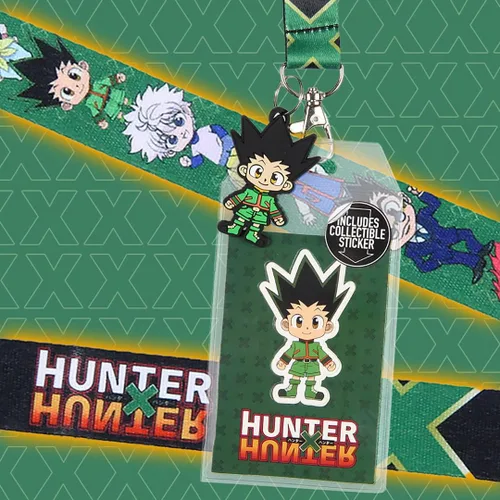 Vista 4 de Hunter x Hunter - Cordón para identificación de anime con colgante de goma Gon Freecss y calcomanía coleccionable