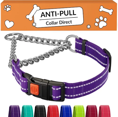 Vista 15 de CollarDirect Martingale - Collar para perro con cadena de acero inoxidable y hebilla de liberación rápida, collar reflectante para perros grandes