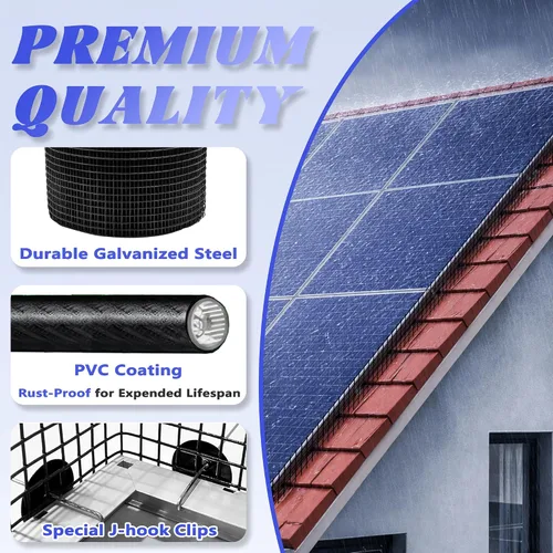 Vista 5 de PROLEE Protector de Pájaros para Panel Solar de 6 Pulgadas X 100 Pies, Protector Contra Bichos Antioxidante con 100 Clips Sujetadores, Malla