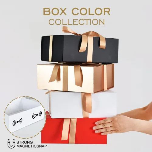 Vista 6 de BEISHIDA Caja de regalo blanca de 11 x 9 x 4.4 pulgadas, cajas de regalo con tapas de cierre magnético para embalaje de regalo, Día del Padre, Día