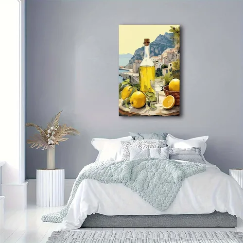 Vista 6 de FWLBUGRA Impresión de Pared de Limoncello Italiano Decoración Rústica Regalo Perfecto de Inauguración de Casa Arte de Limón de Amalfi Arte de Comida