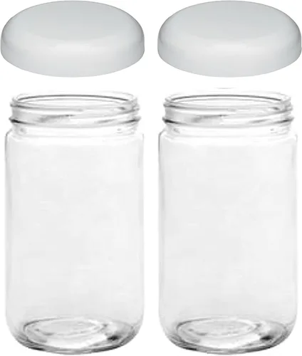 Vista 18 de JARMING COLLECTIONS Frascos de vidrio Mason de 16 onzas con tapas de plástico sin BPA – Frascos Mason de boca regular para beber y almacenar