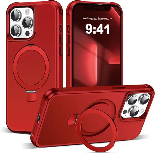 Vista 19 de SKYLMW - Funda compatible con iPhone 11 de 6.1 pulgadas, con soporte magnético invisible tipo anillo, funda translúcida de grado militar, compatible