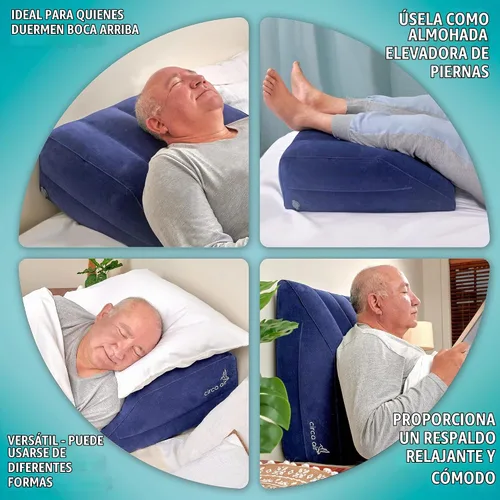 Vista 4 de Circa Air Almohadas inflables de elevación de piernas para alivio de hinchazón y edema, almohada de cuña de viaje para piernas, soporte