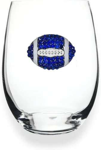 Vista 6 de THE QUEENS' JEWELS Copa de vino de tallo con joyas de fútbol (diamante y negro) - Regalo único para mujeres, cumpleaños, lindo, divertido, sin