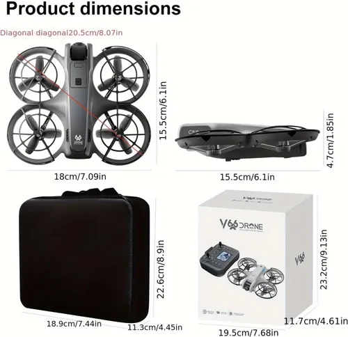Vista 3 de Hobby Mini Drone con pantalla de visualización, cámaras duales, protector de hélice de 360°, posicionamiento de flujo óptico, motor sin escobillas