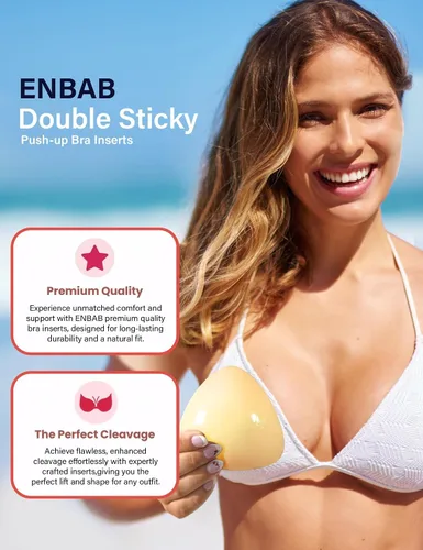 Vista 4 de Sujetador adhesivo de doble cara con inserciones y cubiertas para pezones, push up invisible para traje de baño, sujetador deportivo y vestido