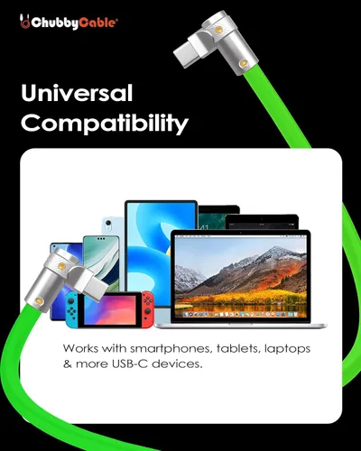 Vista 7 de chubbycable FlexElbow - Cable de carga rápida de 90 grados y 240 W, cable USB C en ángulo recto, cable de carga de silicona compatible con iPhone