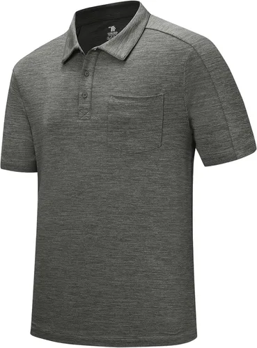 Vista 46 de Rdruko Camisas polo para hombre de manga corta, secado rápido, para golf y deportes al aire libre con bolsillo 01 Negro