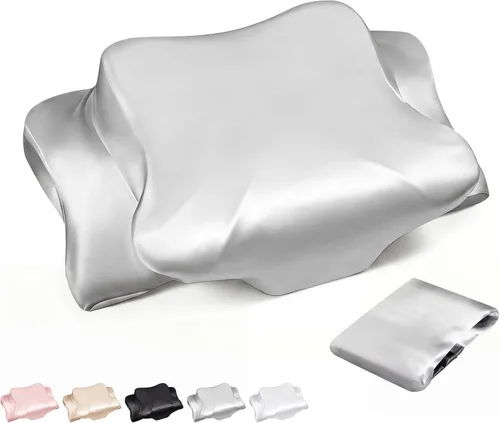 Vista 8 de Hahafelt Funda de Almohada Cervical para el Cuello (Solo Funda de Almohada) Funda de Almohada de Satén con Cremallera Funda de Almohada de Contorno